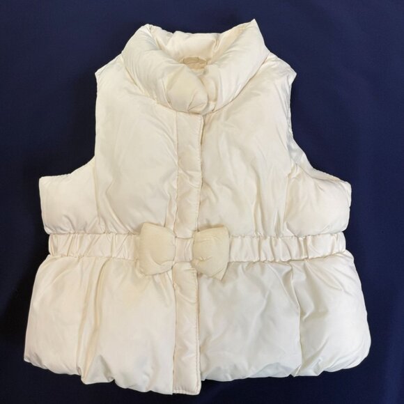 BabyGap Baby Puffer Vest 6-12 Months Ivory with Bow - Picture 1 of 9